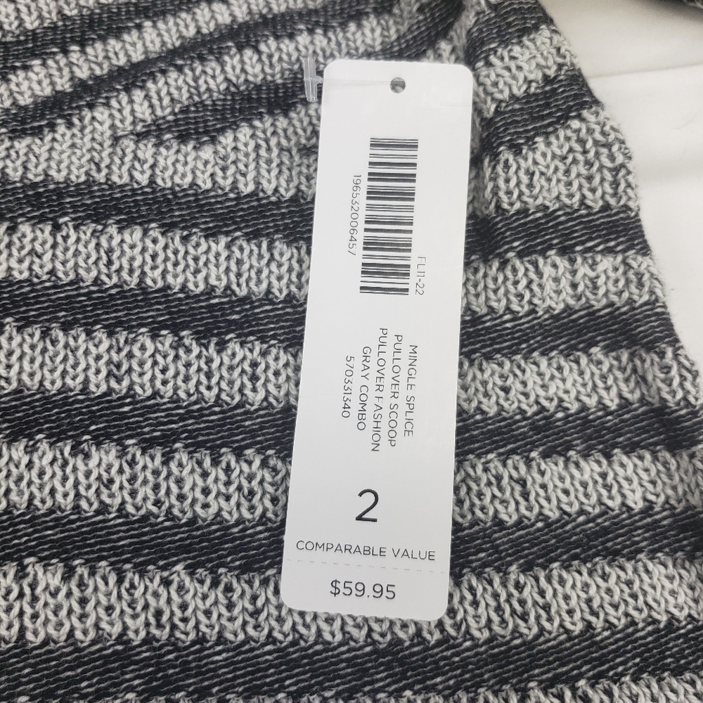Chico’s Grey Black Striped Sweater Size 2. NWT - Picture 4 of 5